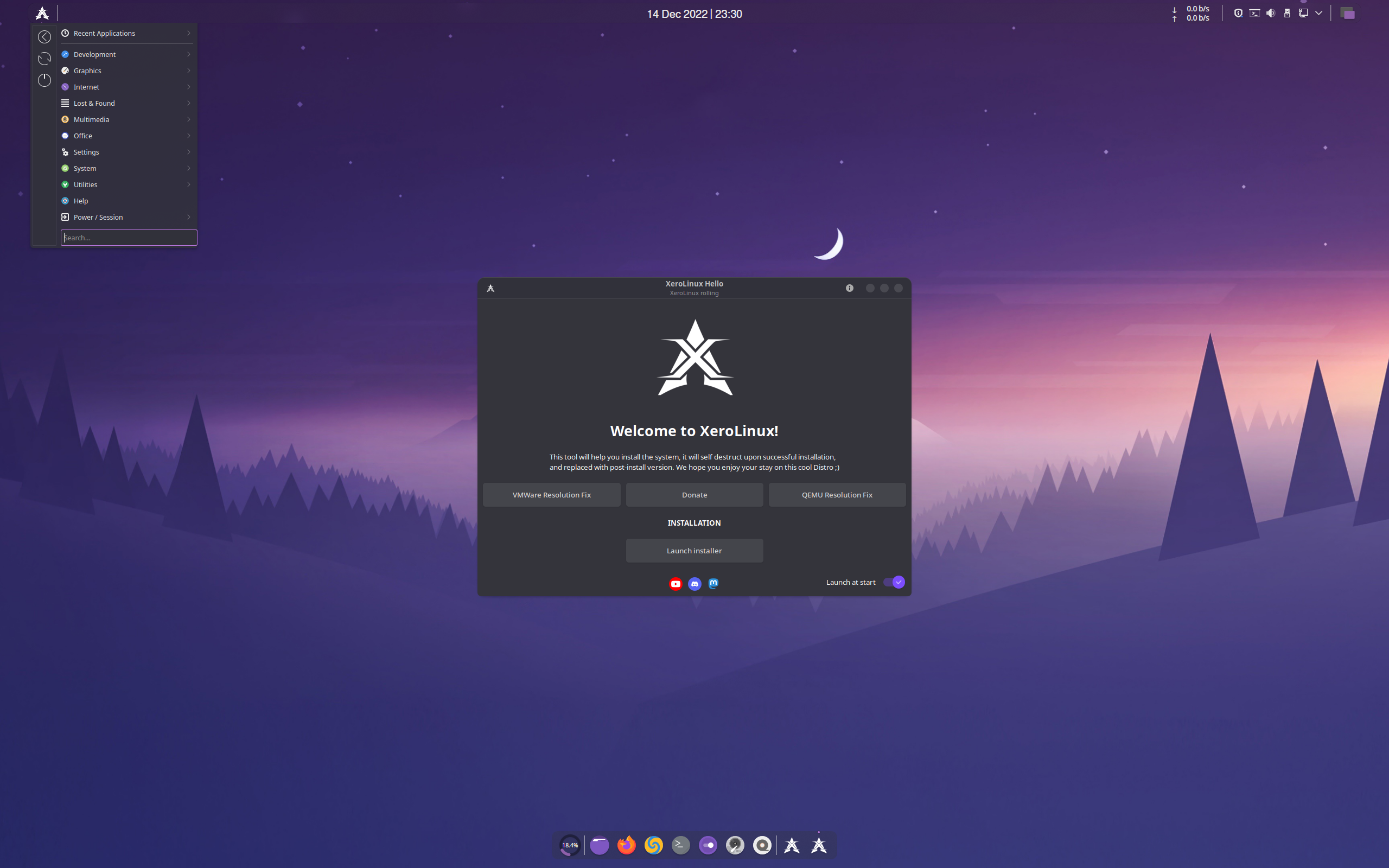 XeroLinux desktop screenshot: 2022.12