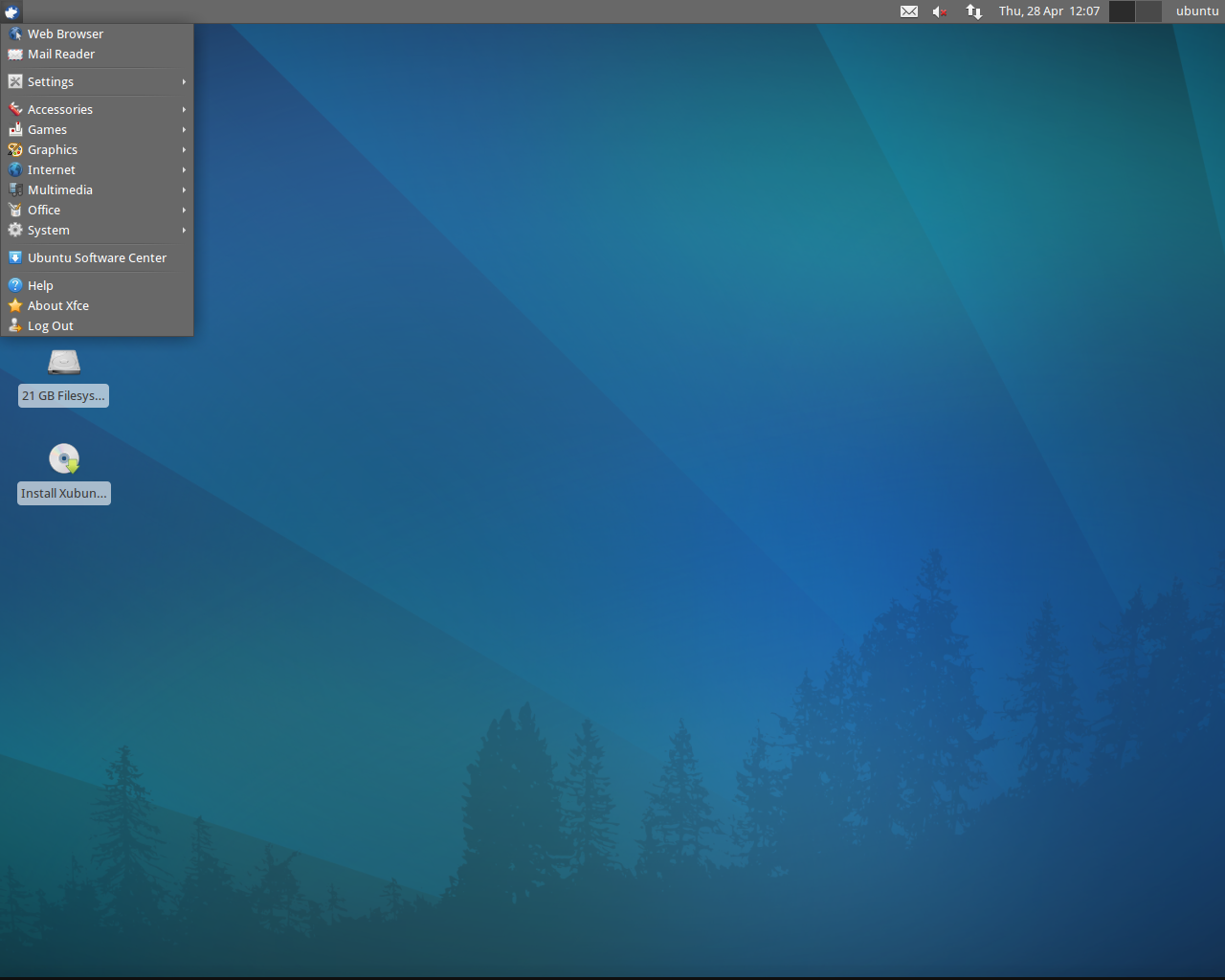 Xubuntu desktop screenshot: 11.04