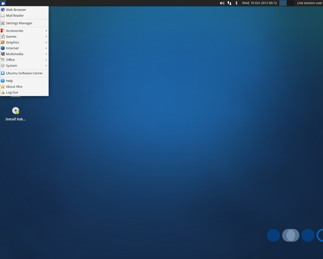 Xubuntu desktop screenshot: 12.10