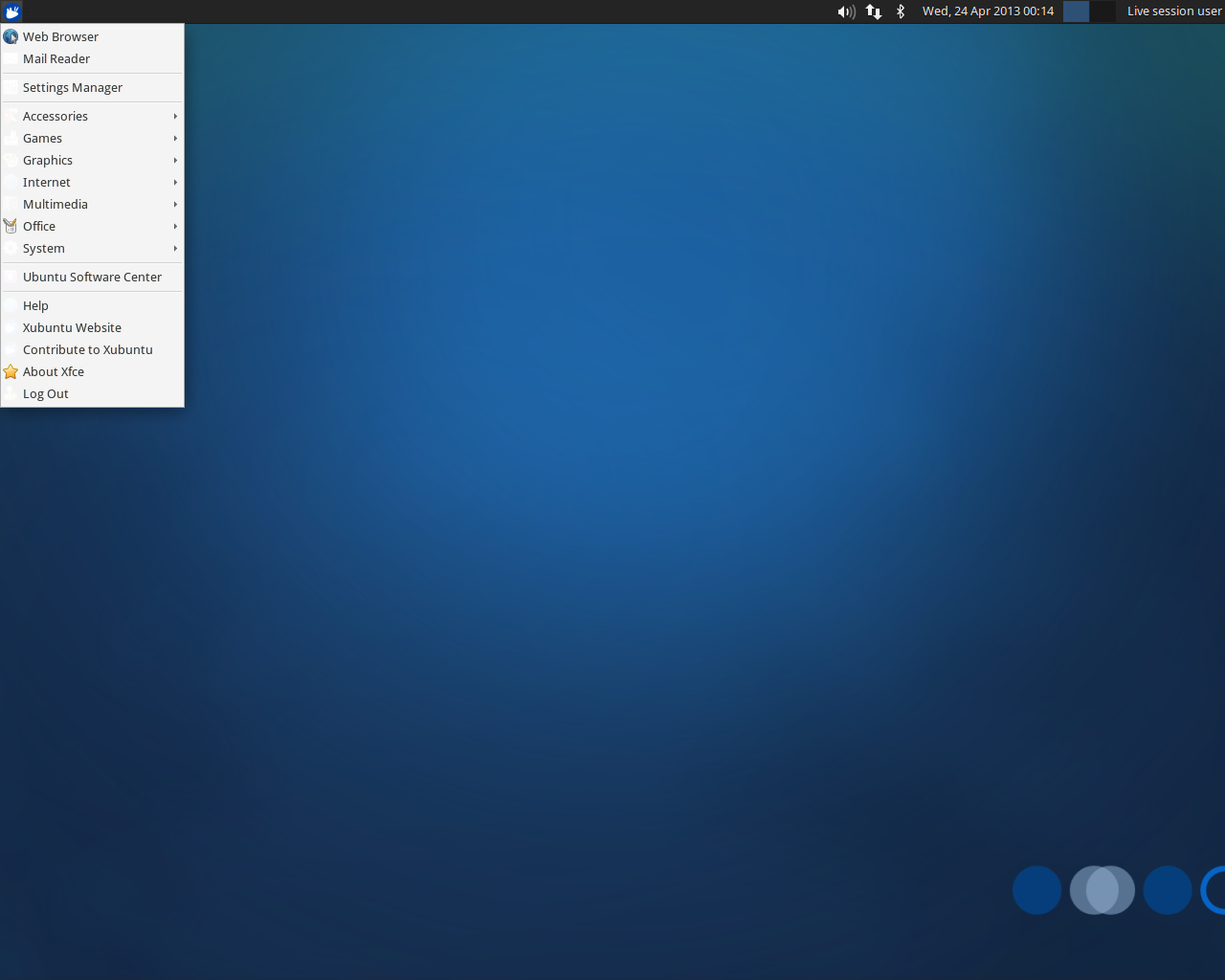Xubuntu desktop screenshot: 13.04