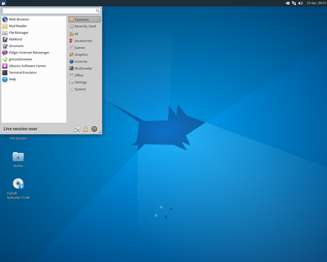 Xubuntu desktop screenshot: 15.04