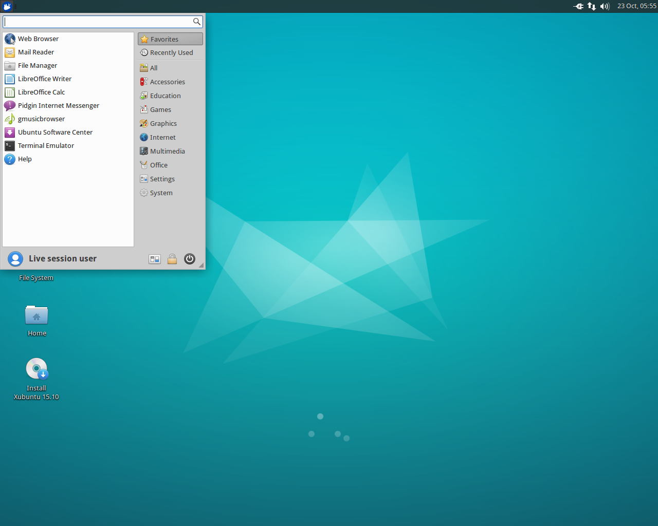 Xubuntu desktop screenshot: 15.10