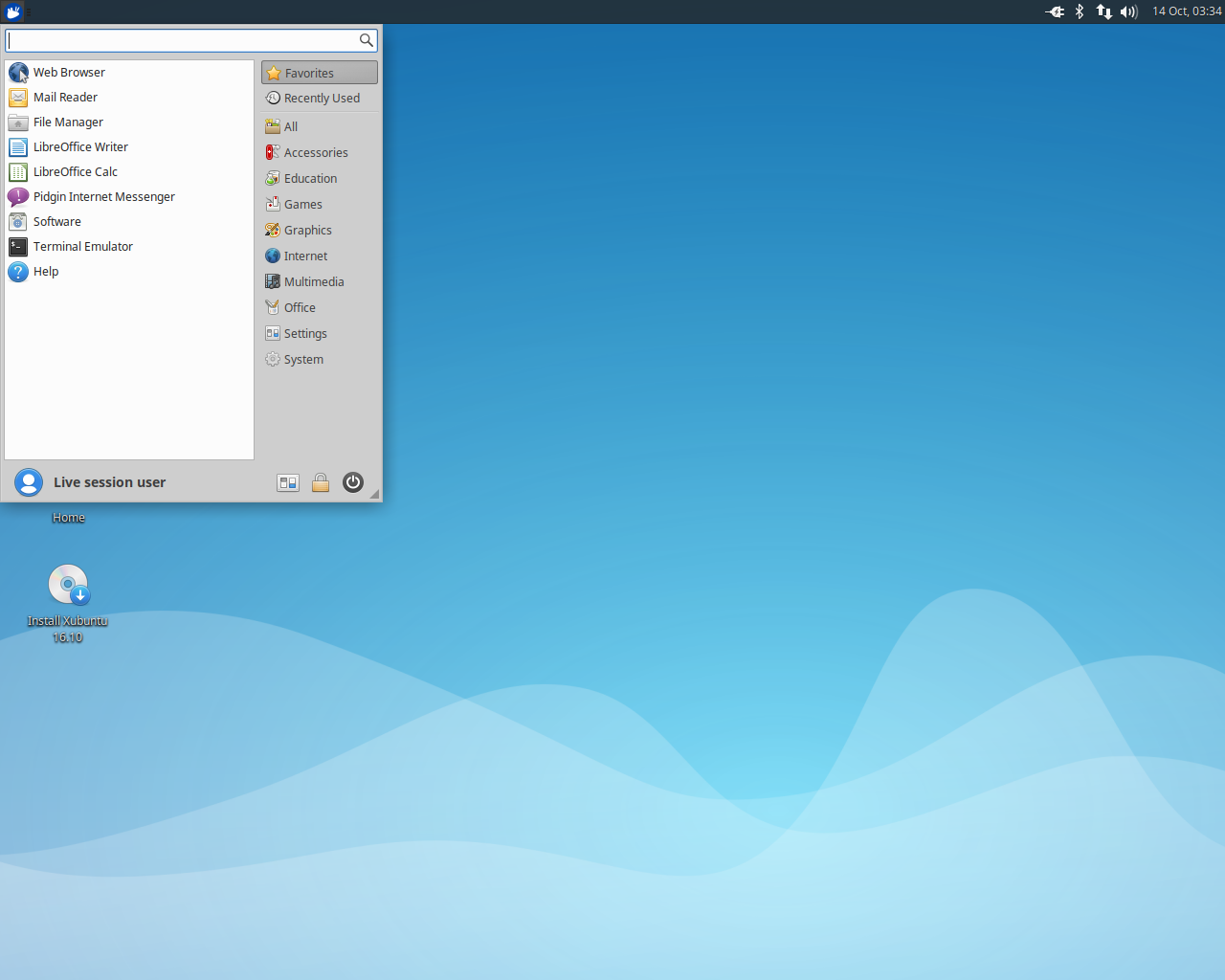Xubuntu desktop screenshot: 16.10