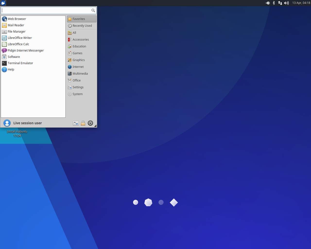 Xubuntu desktop screenshot: 17.04