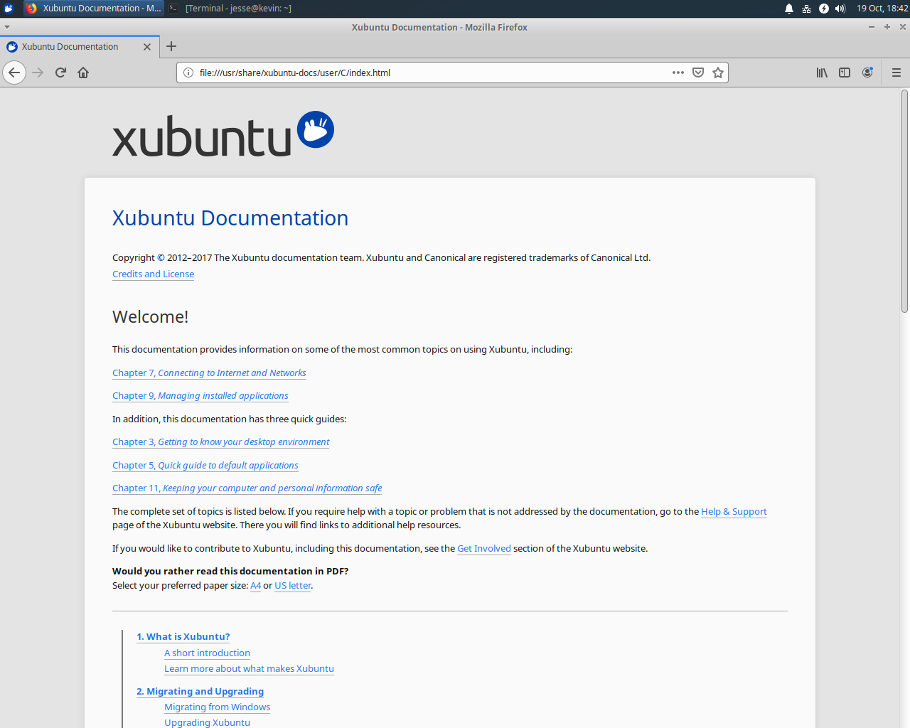 Xubuntu desktop screenshot: 19.10 help