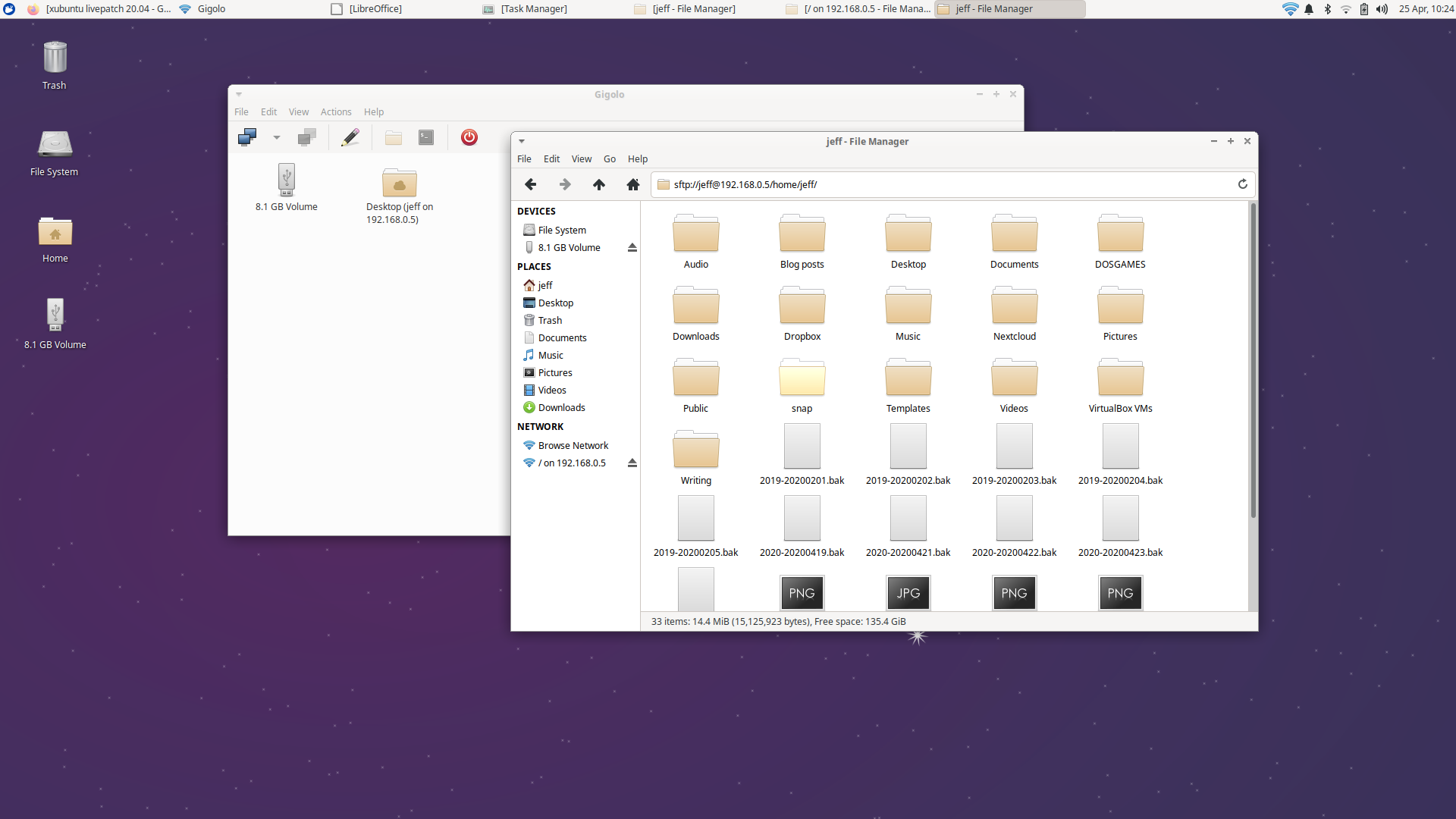Xubuntu desktop screenshot: 20.04 gigolo