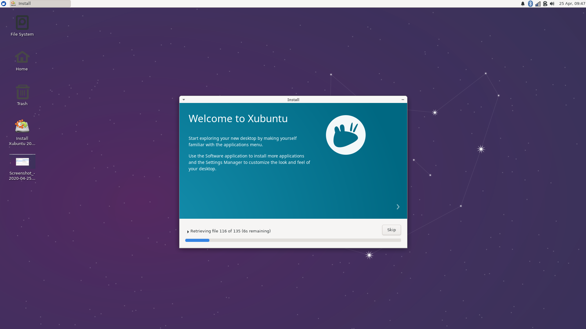 Xubuntu desktop screenshot: 20.04 ubiiquity