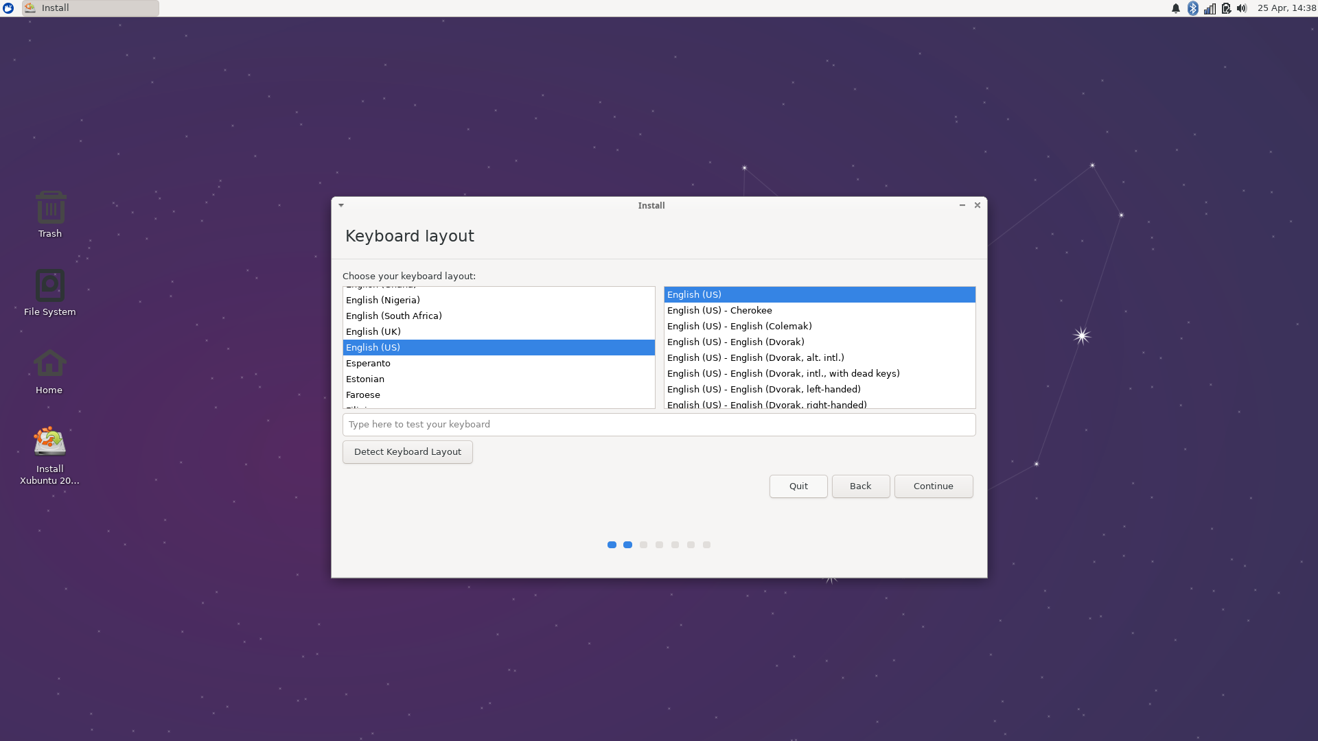 Xubuntu desktop screenshot: 20.04 ubiquity2