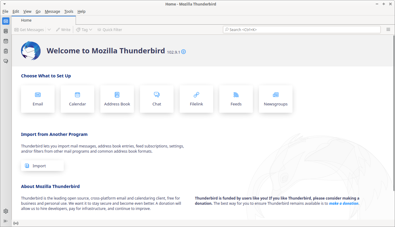Xubuntu desktop screenshot: 23.04 thunderbird