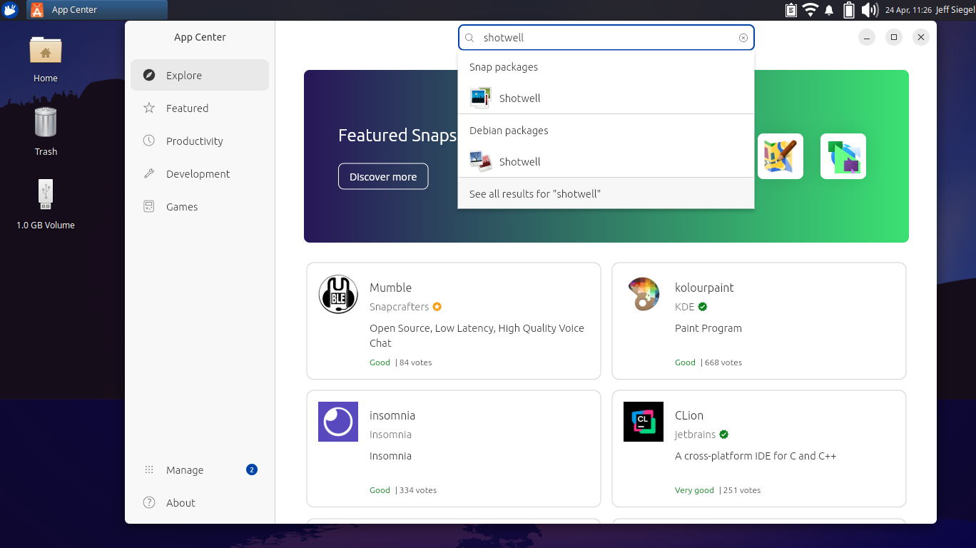 Xubuntu desktop screenshot: 26.04 appstore
