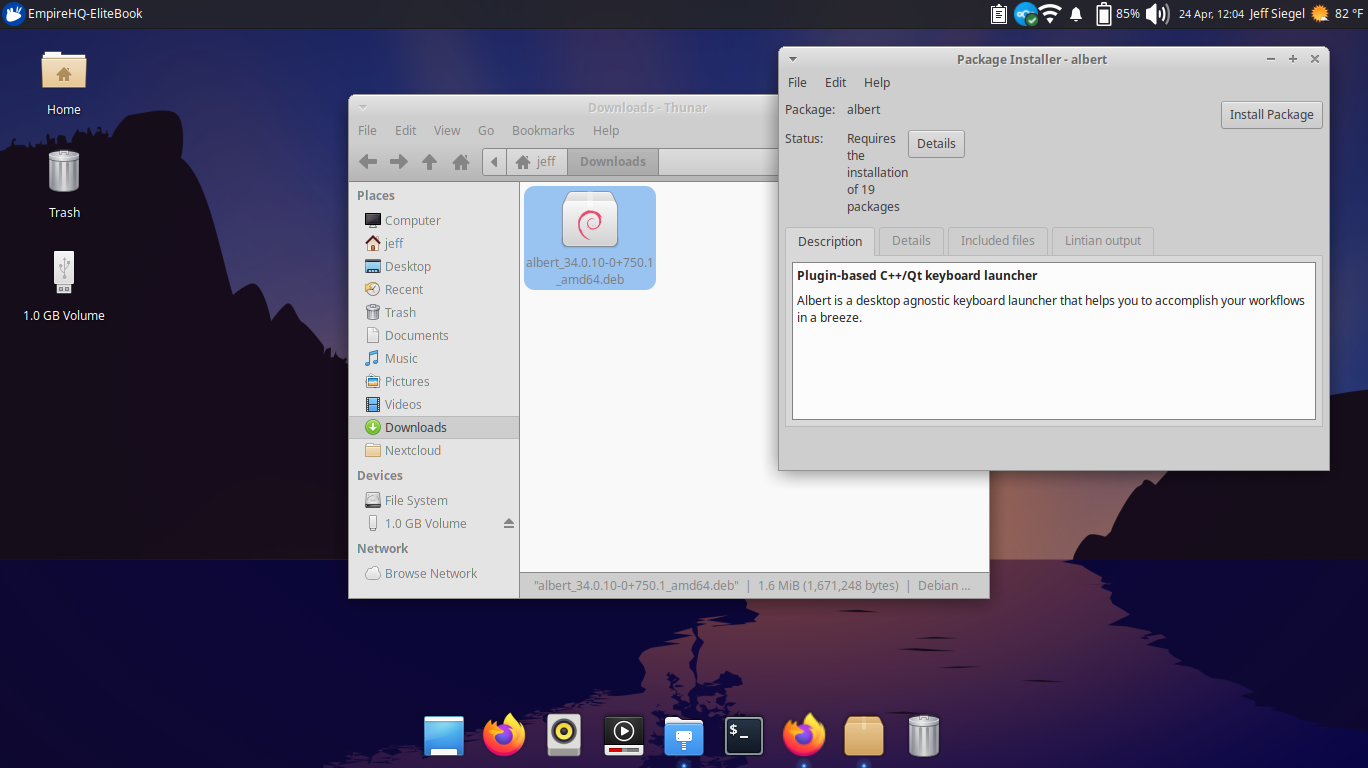 Xubuntu desktop screenshot: 26.04 gdebi