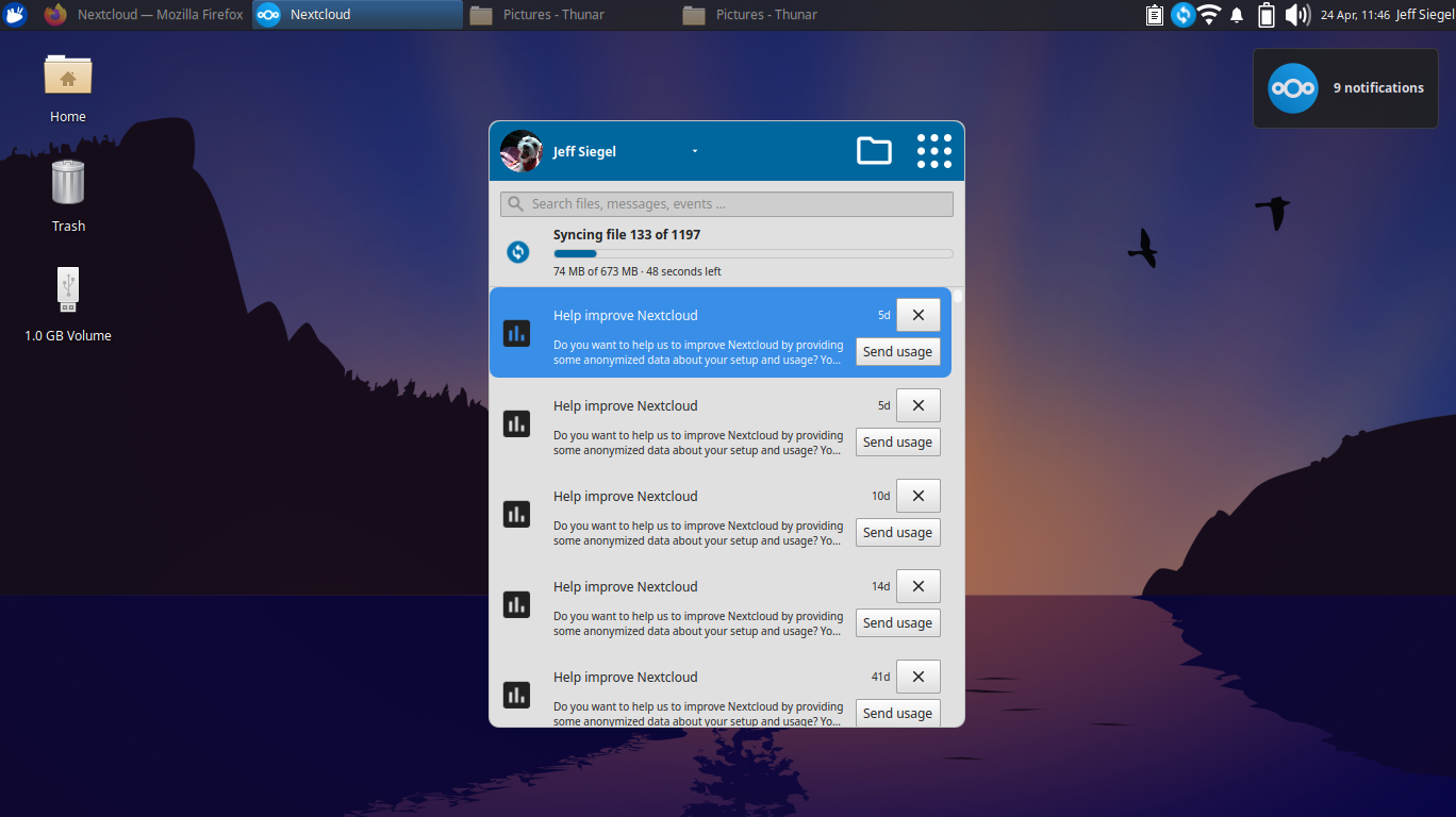 Xubuntu desktop screenshot: 26.04 nextcloud