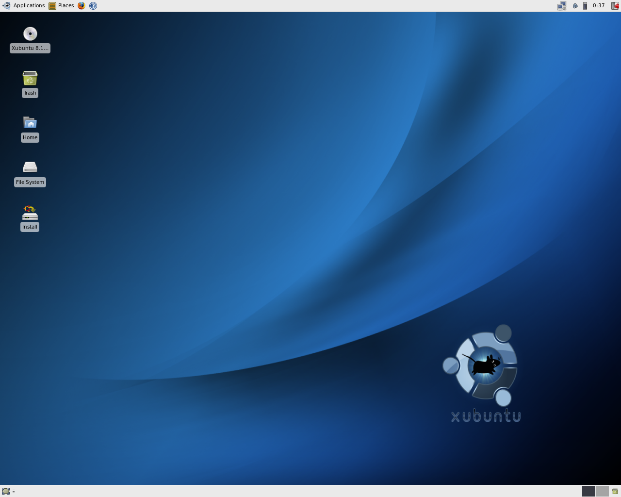 Xubuntu desktop screenshot: 8.10