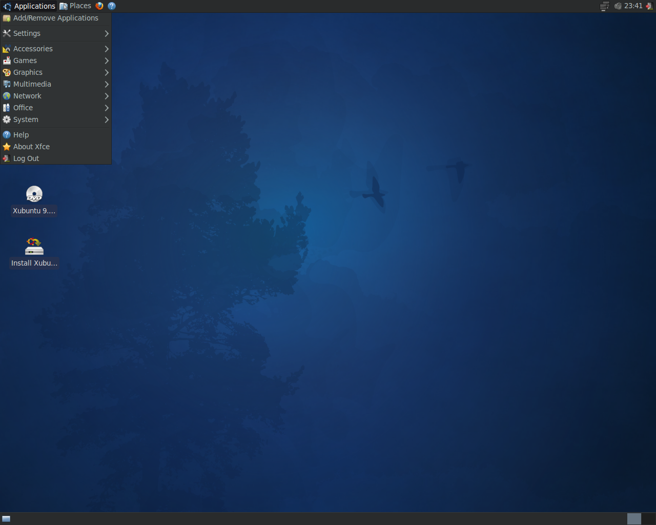 Xubuntu desktop screenshot: 9.10