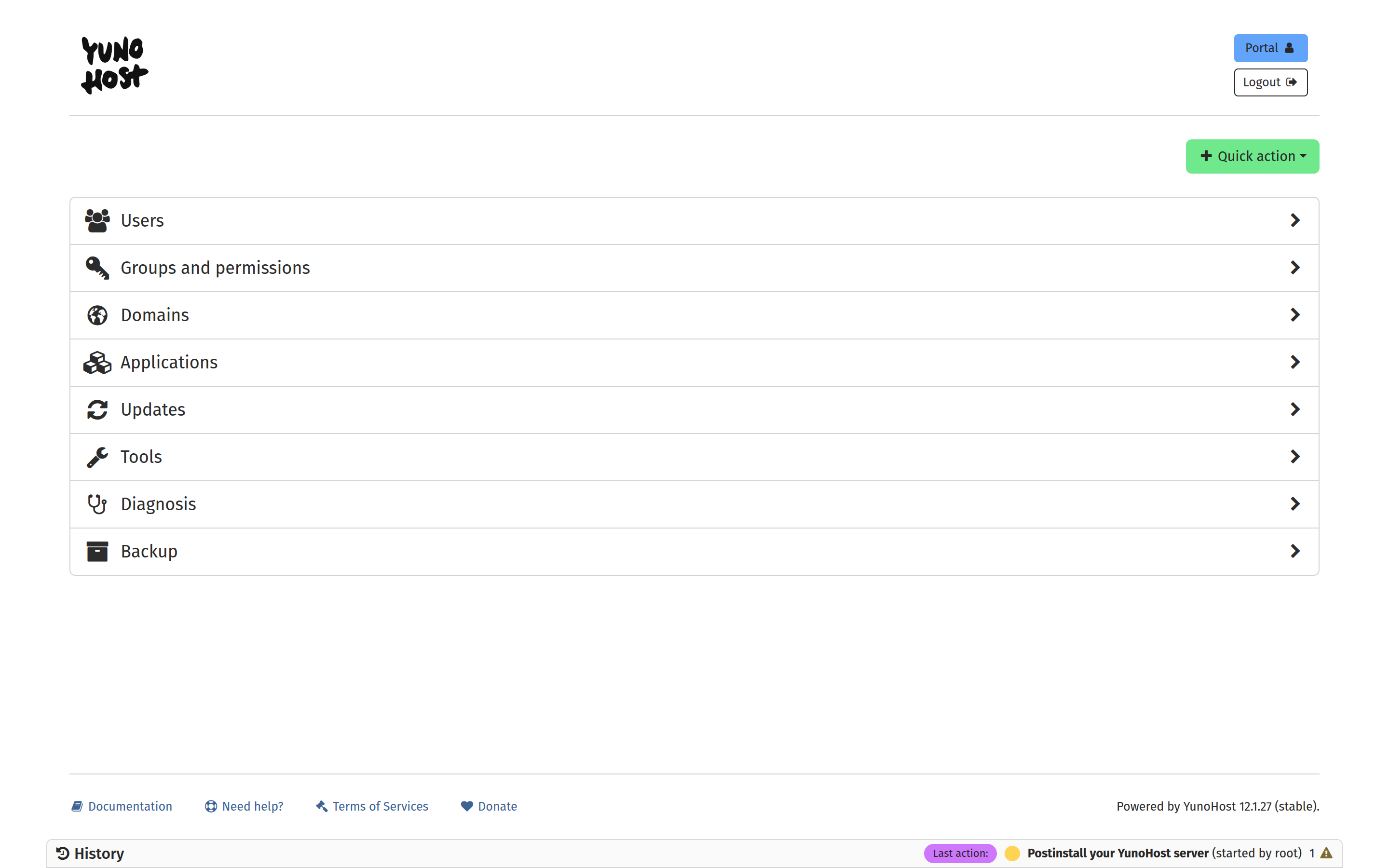 YunoHost desktop screenshot: 12.0
