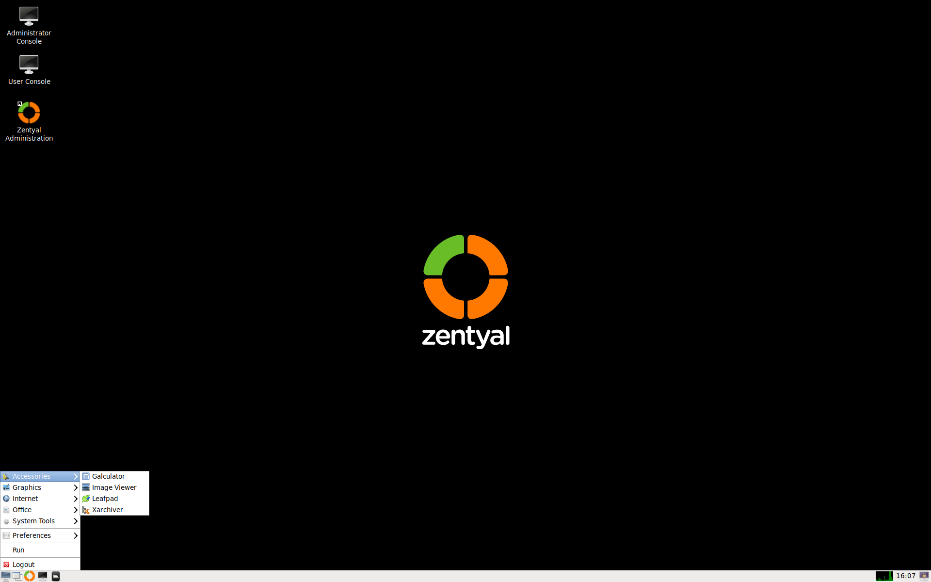 Zentyal desktop screenshot: 6.2 menu