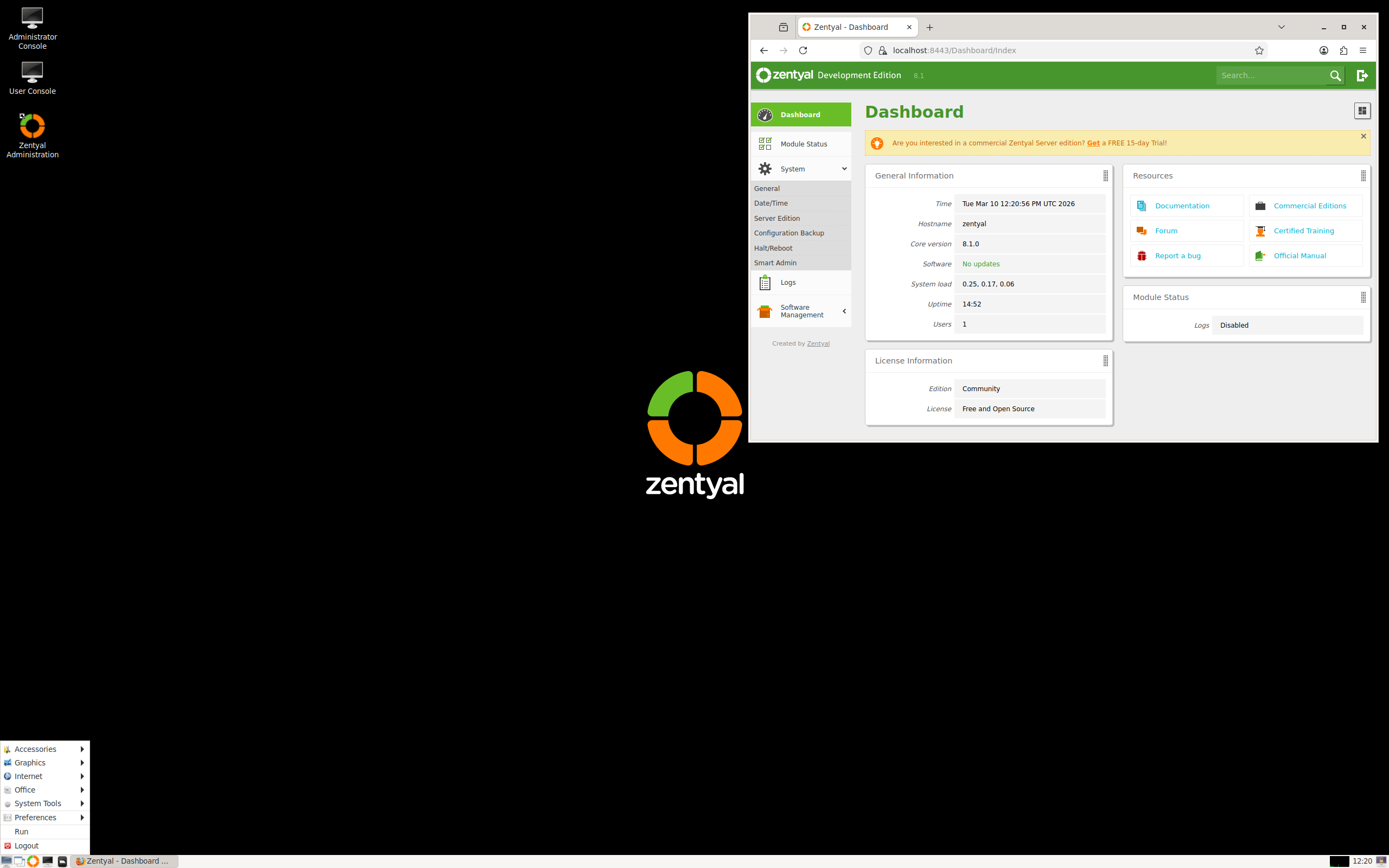 Zentyal desktop screenshot: 8.1