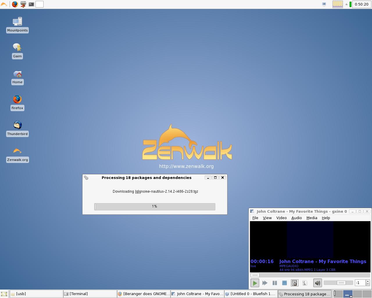 Zenwalk desktop screenshot: 2.8 customized