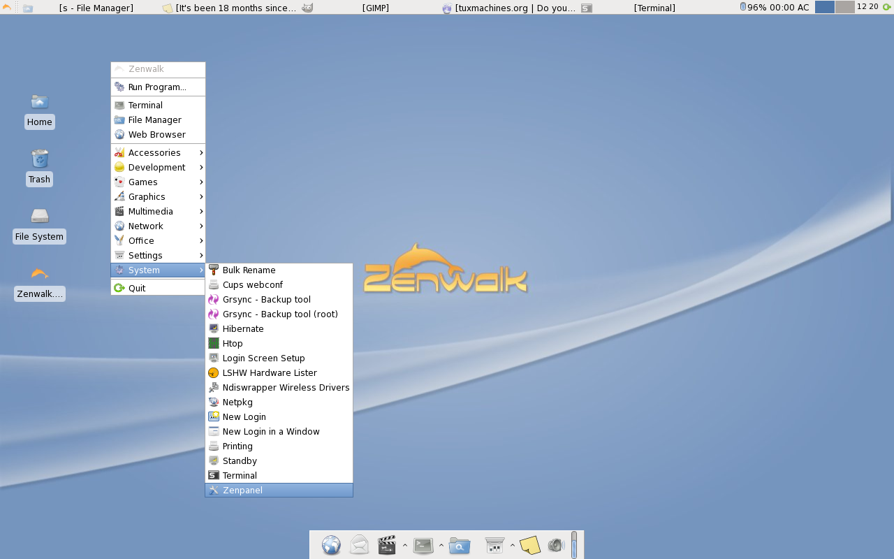 Zenwalk desktop screenshot: 5.0 desktop