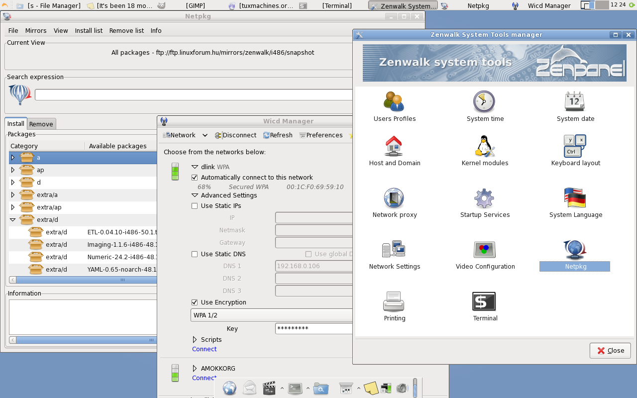 Zenwalk desktop screenshot: 5.0 tools