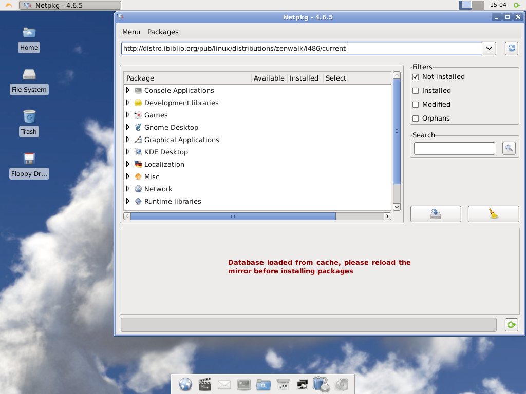 Zenwalk desktop screenshot: 6.4 packages