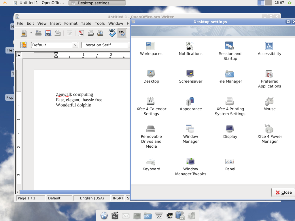 Zenwalk desktop screenshot: 6.4 settings