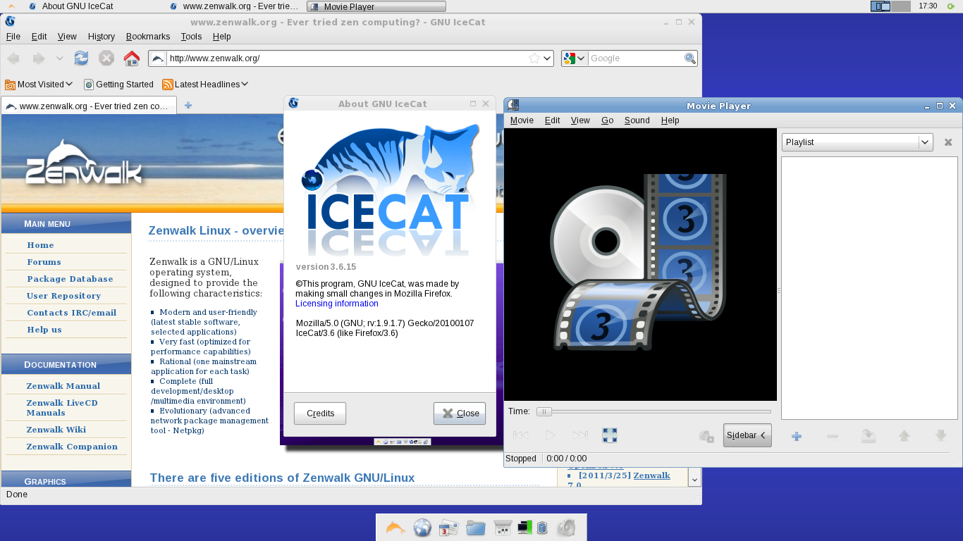 Zenwalk desktop screenshot: 7.0 apps