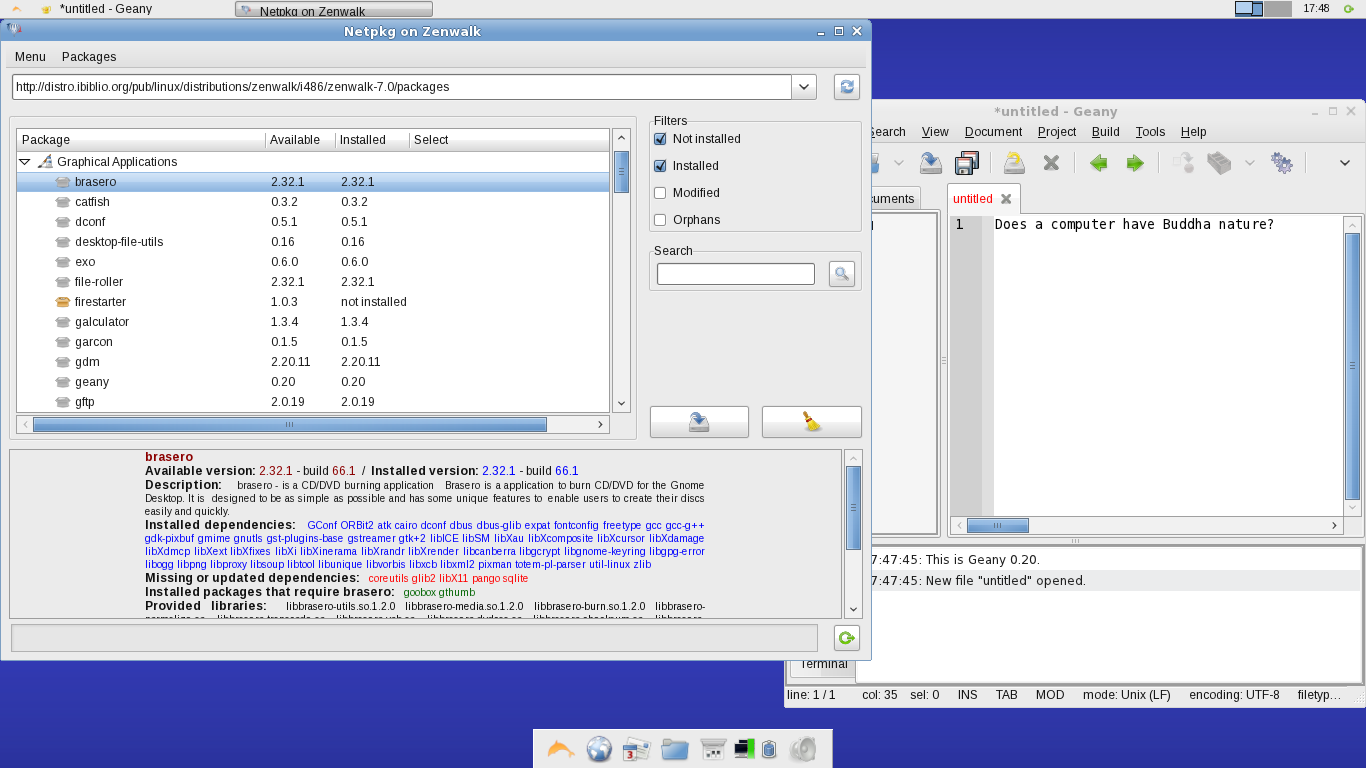 Zenwalk desktop screenshot: 7.0 packages