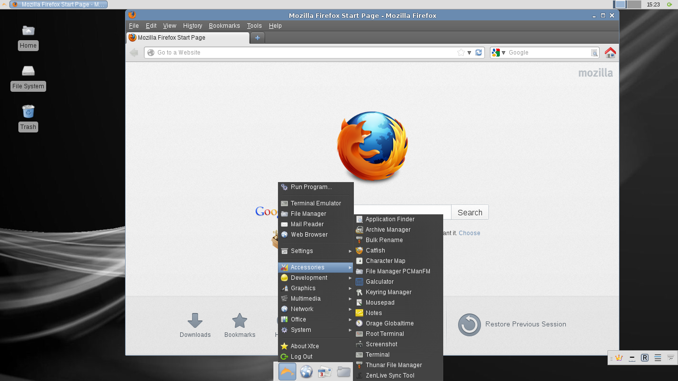 Zenwalk desktop screenshot: 7.2 firefox
