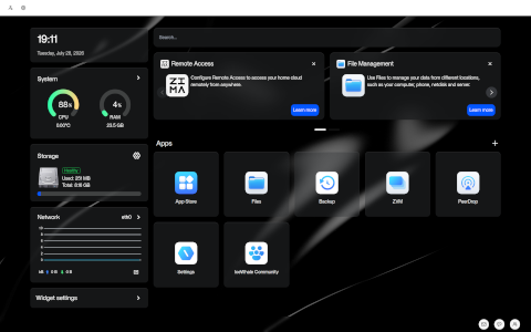 ZimaOS desktop screenshot: Distribution overview