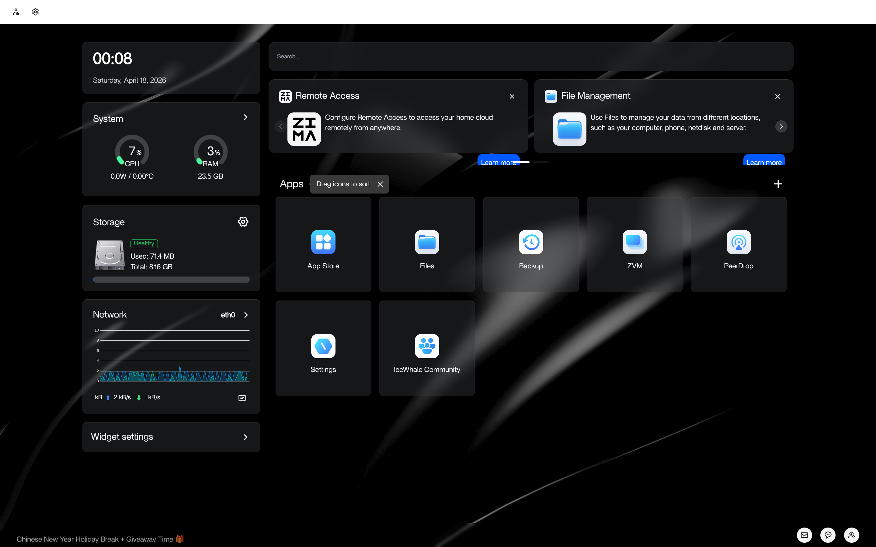 ZimaOS desktop screenshot: 1.6.0