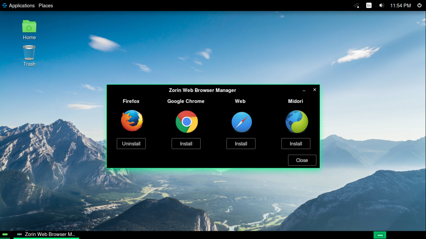 Zorin desktop screenshot: 11 browsers