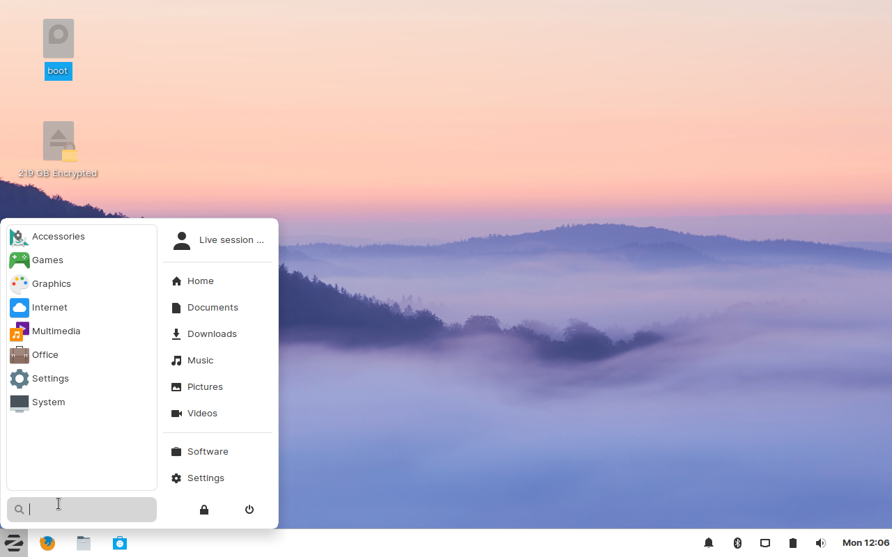 Zorin desktop screenshot: 15.1 live environment