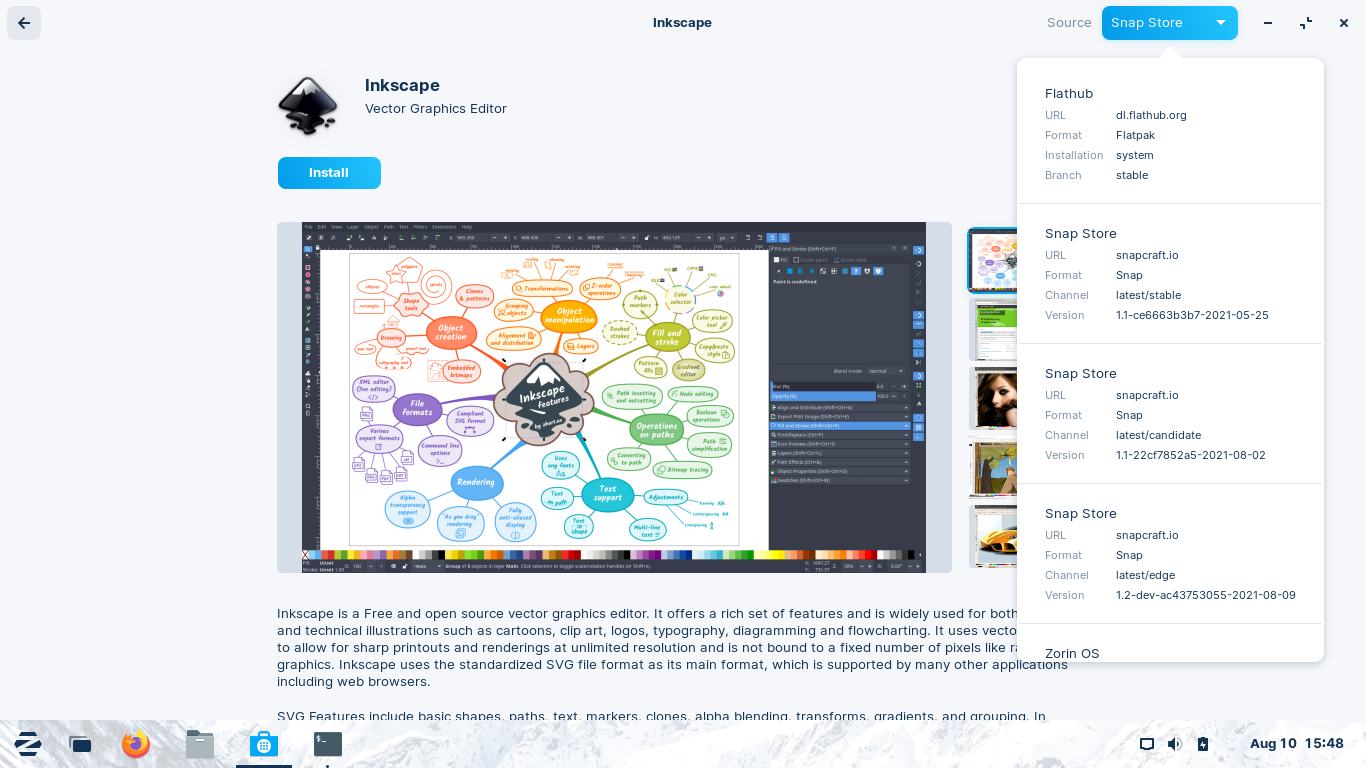 Zorin desktop screenshot: 16 software