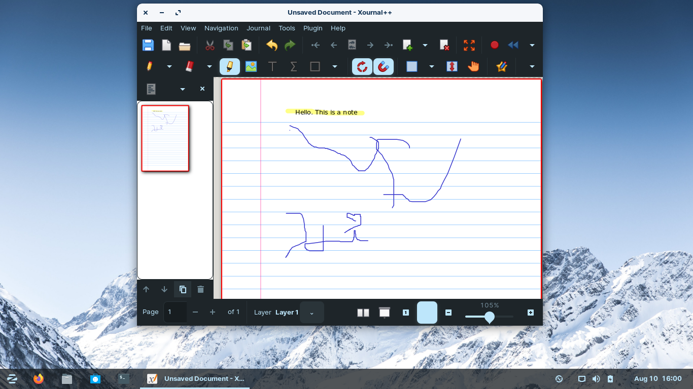 Zorin desktop screenshot: 16 xournal