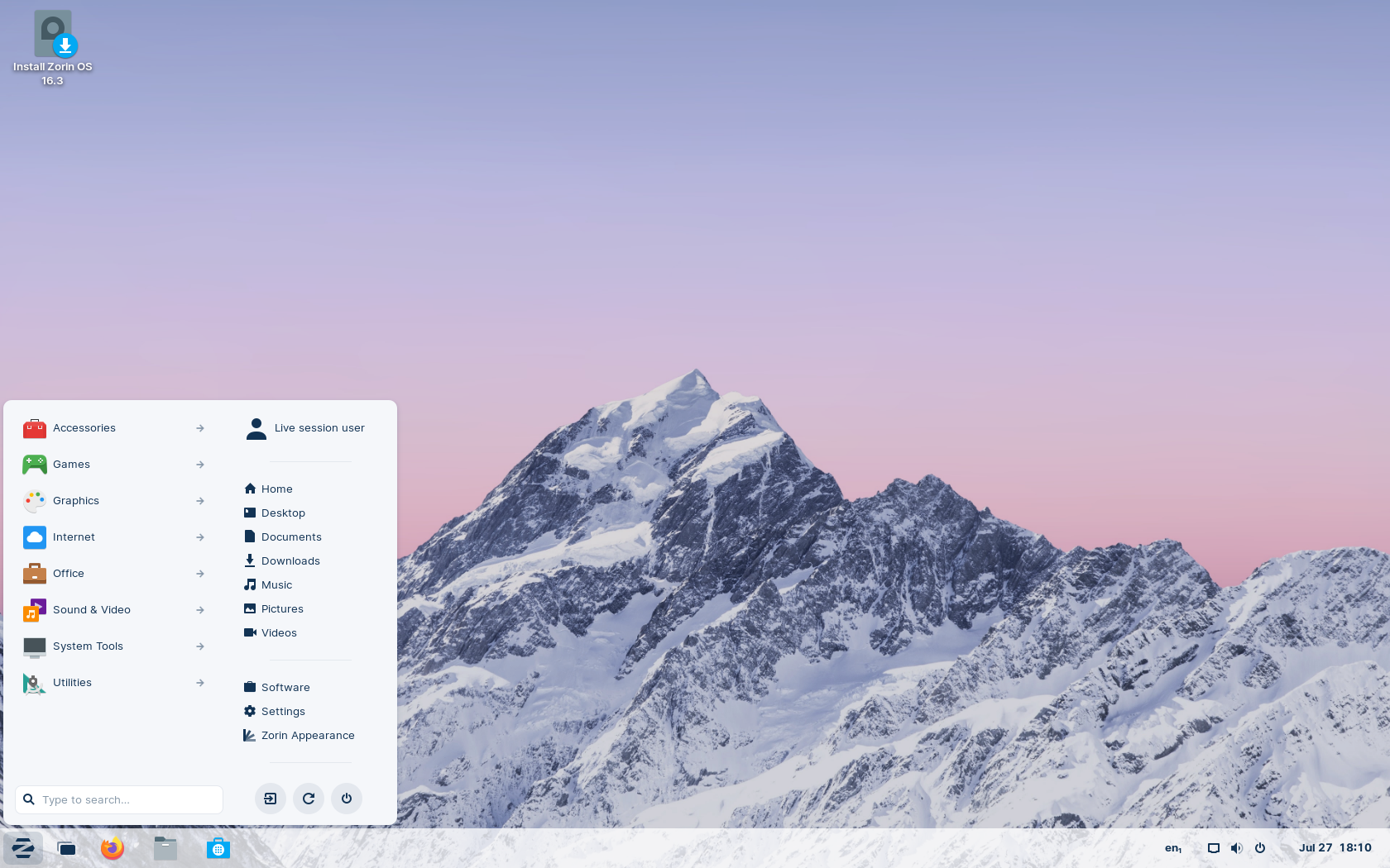 Zorin desktop screenshot: 16.3