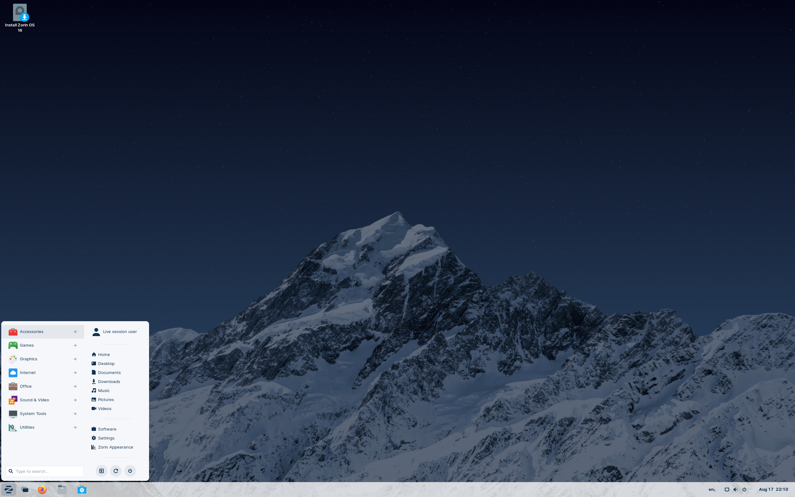 Zorin desktop screenshot: 16