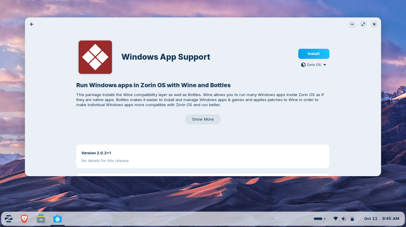 Zorin desktop screenshot: 18 windows app