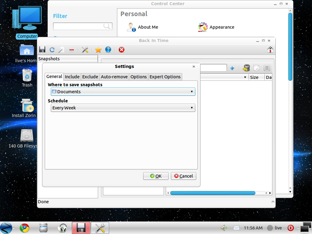 Zorin desktop screenshot: 4 backup