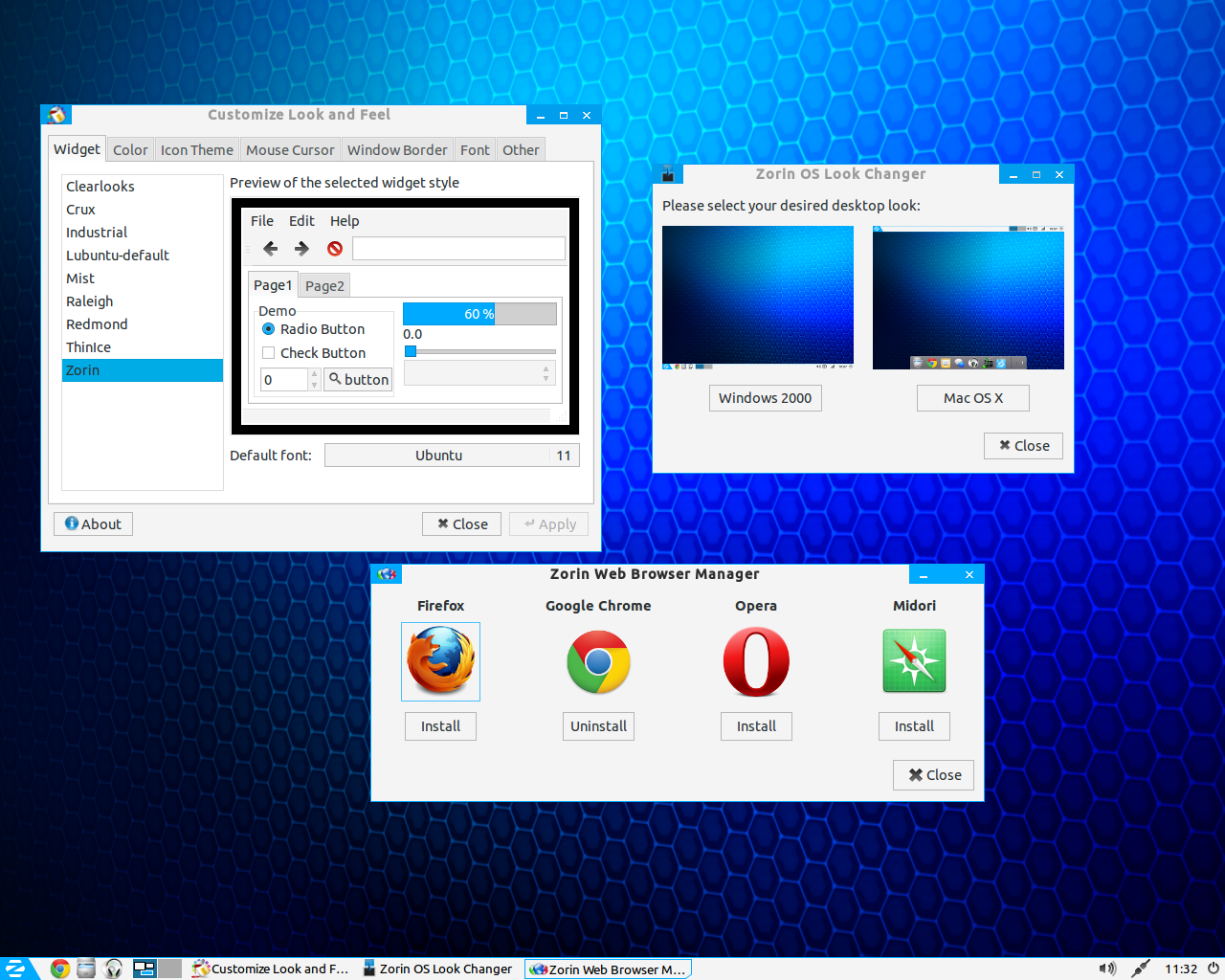 Zorin desktop screenshot: 7 configure